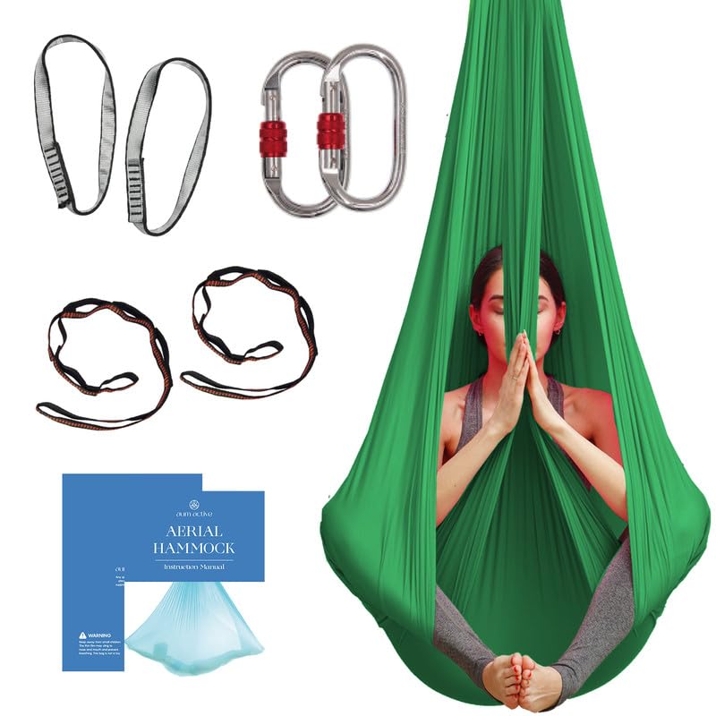 aum active Aerial Silk Yoga Hammock & Swing for Home, Inversion Exercises, Starter Kit for All Levels - Durable with Extension Straps, Carabiners, and Pose Guide - Image 1